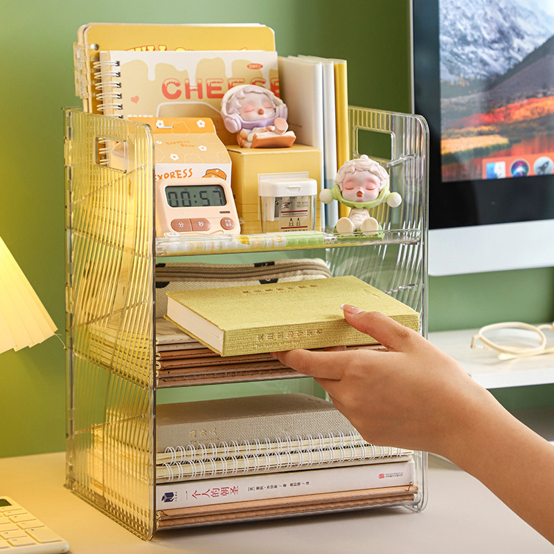 学生书桌置物f架桌面多层文具手帐本整理架子可折叠大容量笔筒,收纳整理,书桌收纳置物架,淘宝优惠券,粉丝福利购,淘宝优惠卷