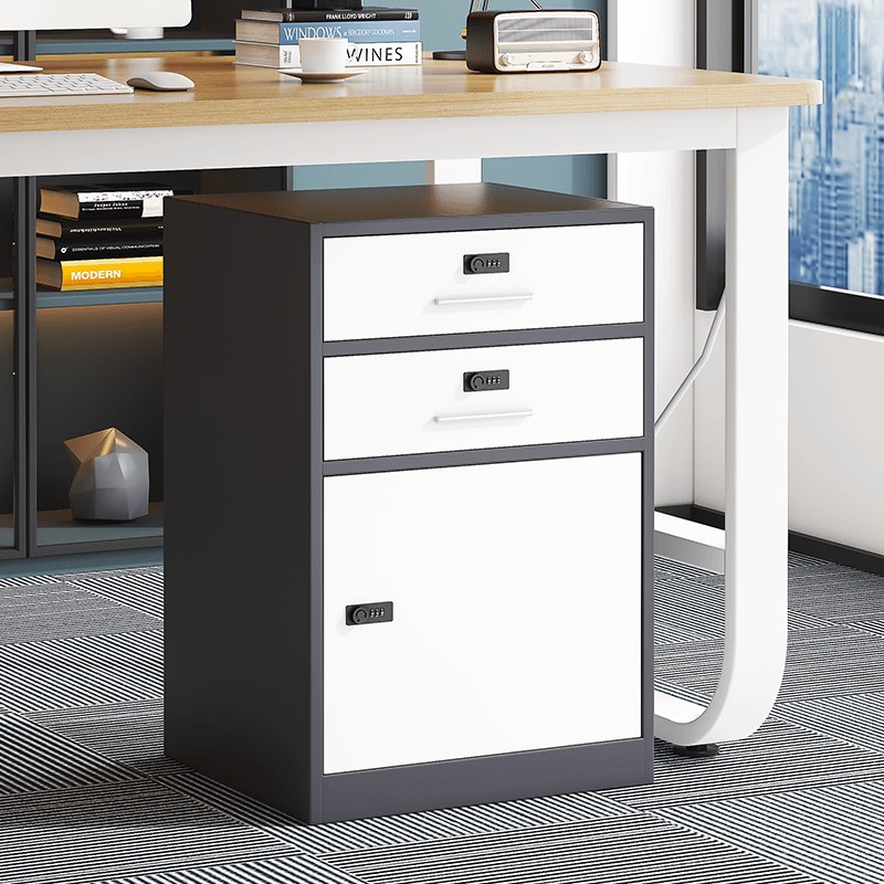 铁皮文件柜矮柜办公室储物柜x档案资料柜桌下收纳小柜子带锁抽底