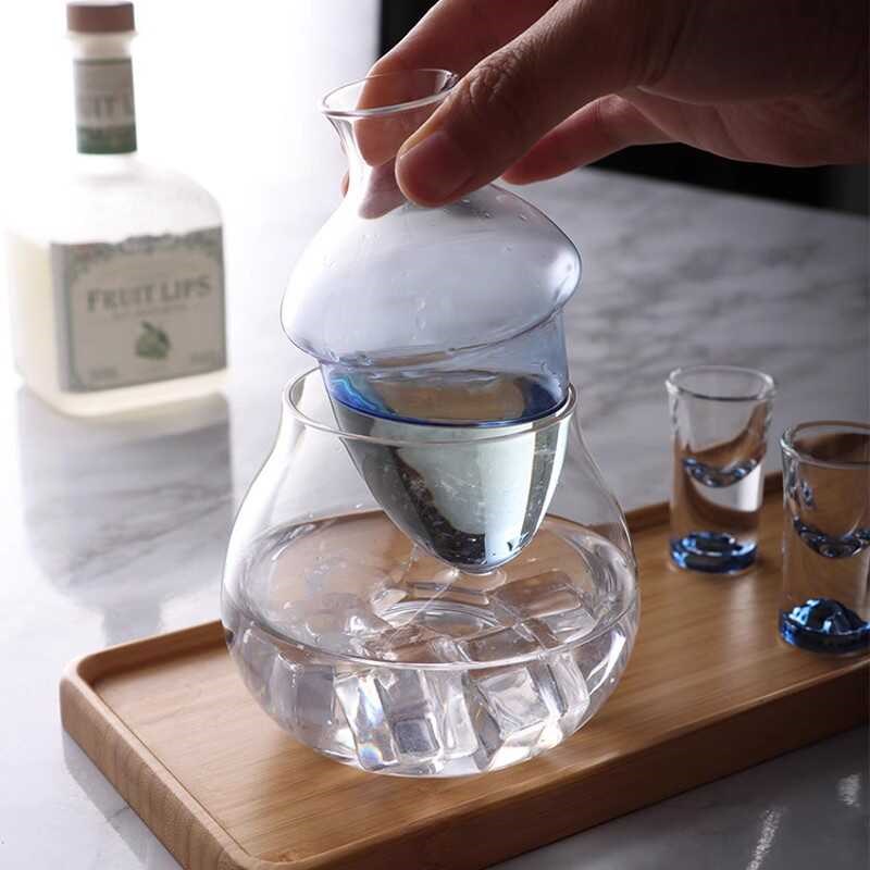 日式水晶玻璃清酒壶创意红酒冰酒器D一人份分酒器威士忌洋酒冰镇