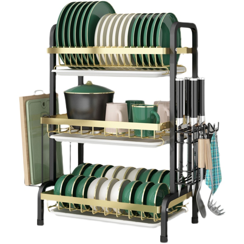 碳钢碗架沥水架晾放碗筷t碗碟碗盘用品收纳盒厨房置物架3层
