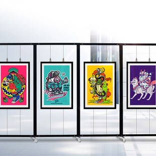 画展展示架美术作品展览挂v画架学校宣传移动折叠架子摄影展海报