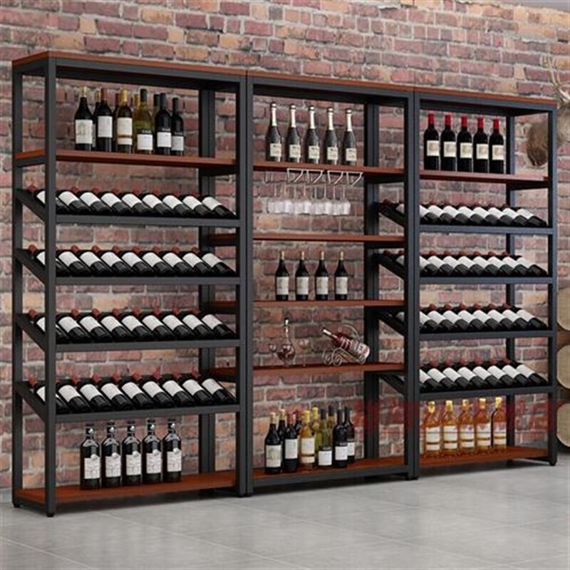 简约铁艺酒架红酒柜多层落地酒吧葡萄酒I酒架收纳展示0货架 酒架
