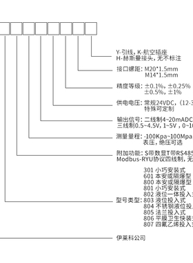 新品伊莱科投入式液位变送器高精度水位计4-2M0mA静压式水箱控制