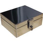 小号不锈钢银行专用收纳盒子财务印章盒可爱便携铁V盒子带锁扣定