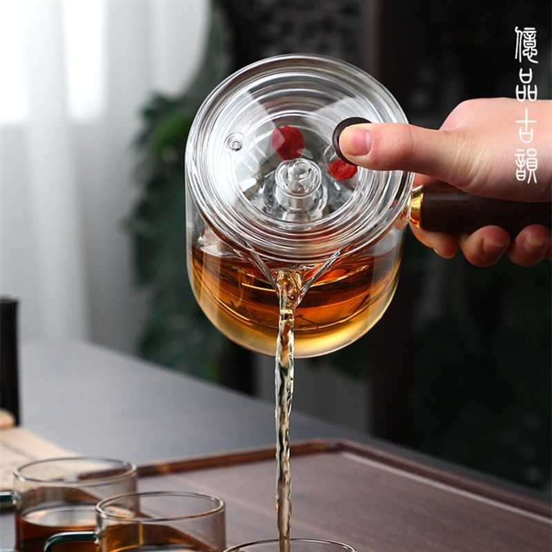 耐高温实木侧把玻璃茶壶烧水壶A蒸煮两用煮茶壶黑晶炉专用煮茶器,餐饮具,茶壶,淘宝优惠券,粉丝福利购,淘宝优惠卷