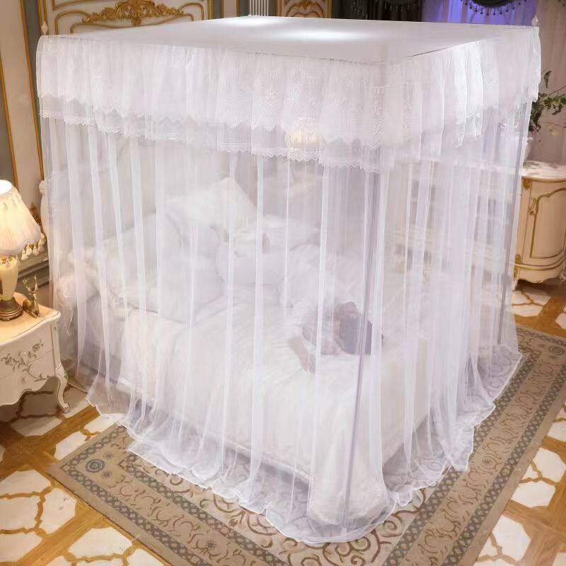 新款纹蚊帐家用三开门双人床s支架老式1.0M单人1.8x2米公主风1.5