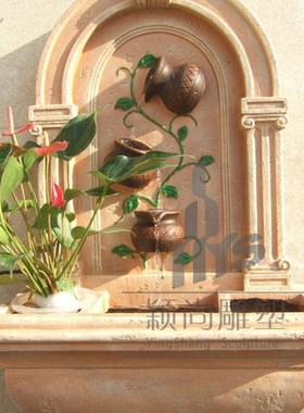 欧式壁饰挂饰室内环保增氧加湿新房结婚壁挂O喷泉吉祥流水天使装