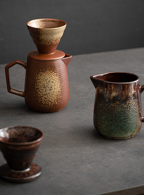 陶瓷咖啡壶过滤器粗陶o窑变V60滴漏手冲壶分享壶套装咖啡滤杯美式