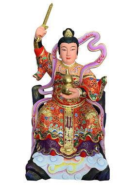 香樟木雕九天玄女像站像u坐像神像九天圣母客厅居家家用摆件彩绘
