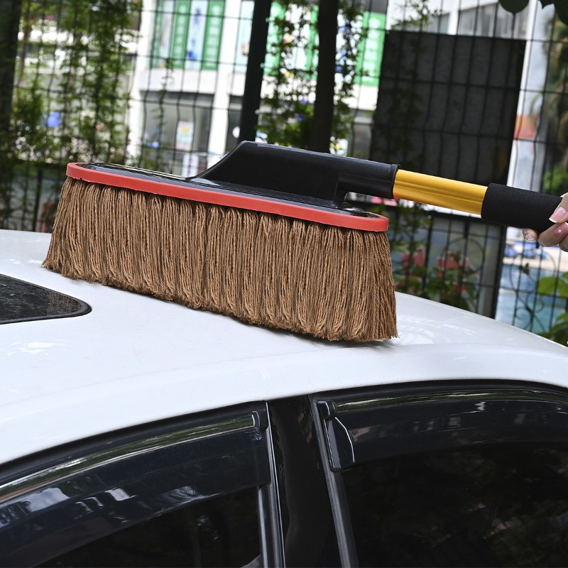 纯棉擦车拖把伸缩式汽车r蜡刷浸油掸子软毛刷洗车清洁扫灰除尘神