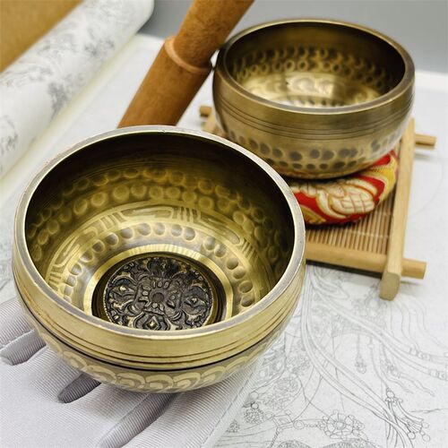 尼泊尔手工铜磬金刚杵佛音碗静心钵盂F摆件家用瑜伽用音疗颂钵乐