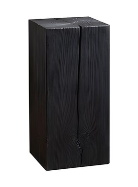 侘寂风黑色方形j碳化实木墩子民宿原木花架雕塑展示台木桩底座摆