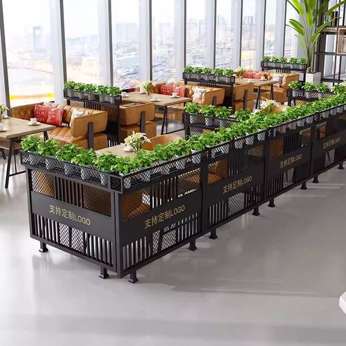 铁艺隔断半截绿植矮屏风过道装饰B酒店餐厅围栏花架奶茶店卡座护