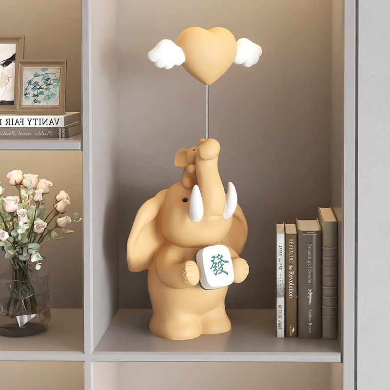 爱心发财象桌面摆件开店开业礼物家用客厅玄关电视柜酒Z柜装饰礼