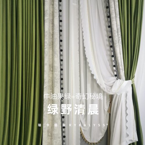 法式轻奢复古黑白杨m梅树焦糖窗帘新客厅卧室落地纱高级感客厅拼