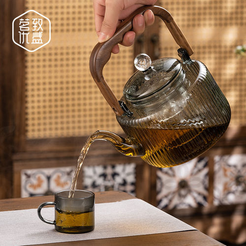 新款玻璃蒸c煮一体煮茶壶烧水器泡茶大功率全自动液晶屏电陶炉套