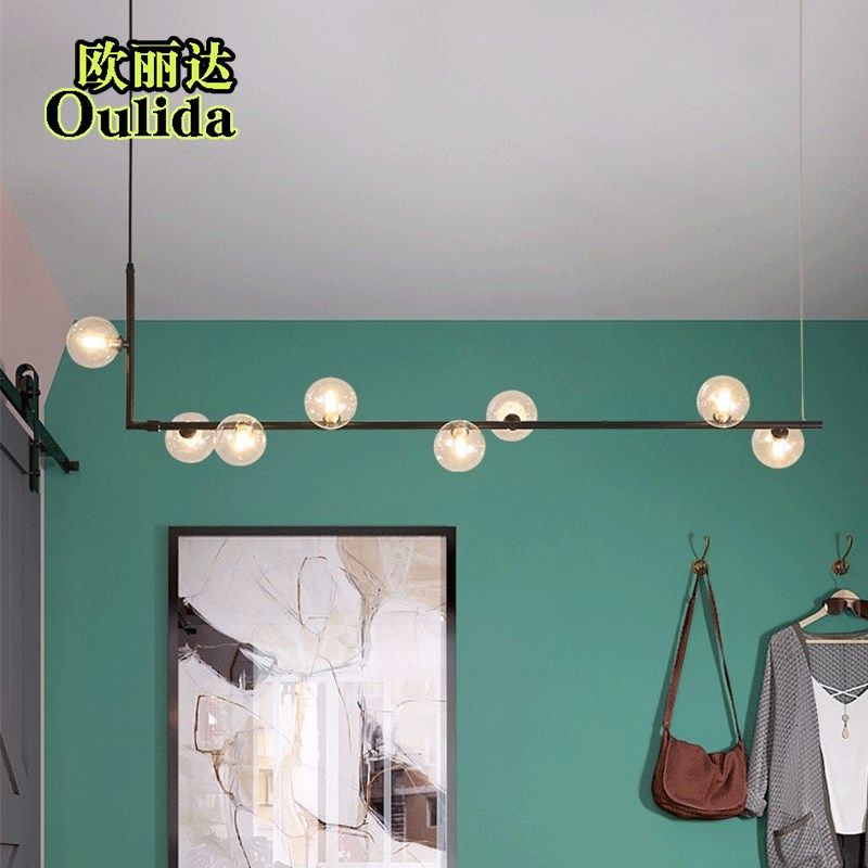 北欧极简餐厅吊灯设计师长形餐桌吧台个性创意收银台前台玻璃吊灯