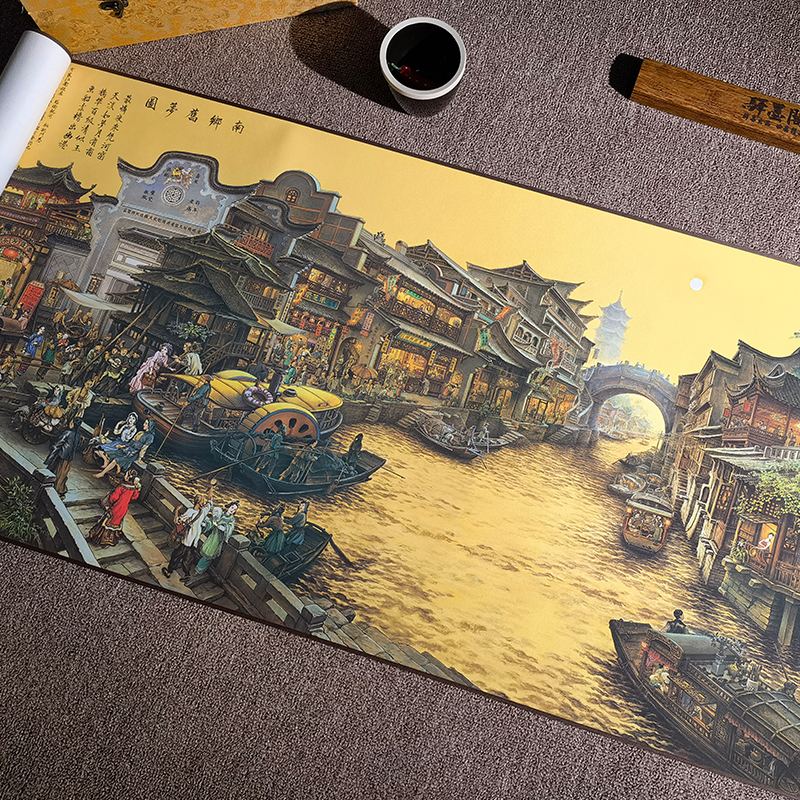 张孝友国画南乡旧梦图高清艺术复制品微喷油画绢丝布风景画芯定制