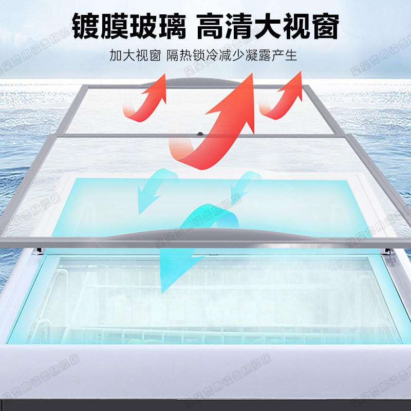 星星商用超市组合展示柜大容量卧式冰柜岛柜高端岛柜冰淇淋冻品柜