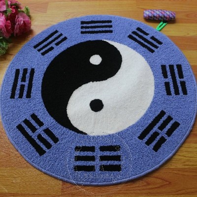 土黄色 太极 阴阳 先天 八卦图 圆地毯 地垫 打坐垫 防滑防潮毛毯