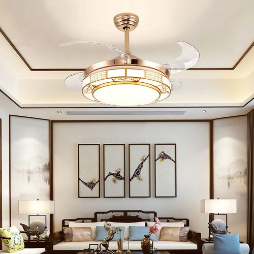 新中式吊灯带电风扇灯家用客厅遥控隐形led吊扇灯卧室饭厅餐厅灯