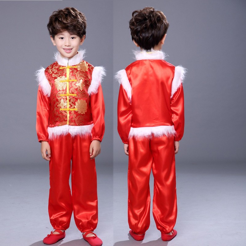 姥姥门前看大戏儿童演出服元旦春节喜庆开门红灯笼秧歌表演服装