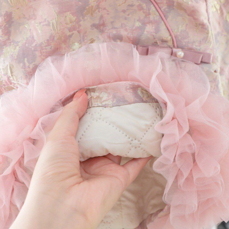女童连衣裙秋冬新款宝宝周岁礼服婴儿国风旗袍裙儿童夹棉公主裙子