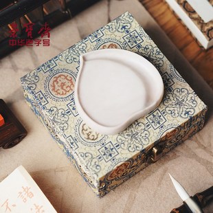 荣宝斋白端桃形砚台可研墨可磨墨天然原石书法国画笔墨纸砚文房四