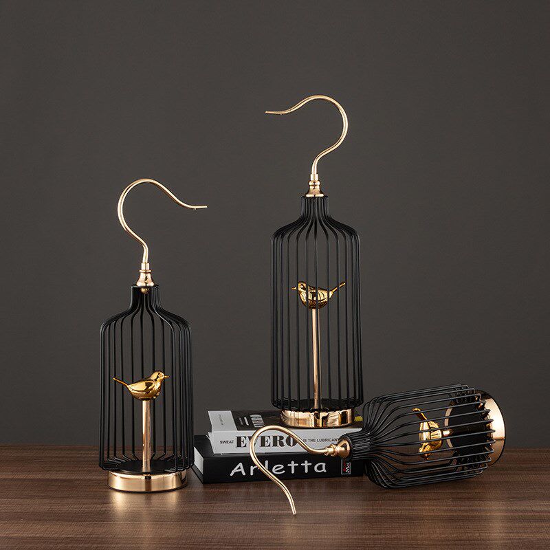 轻奢金属复古创意鸟笼摆件客厅电视柜玄关样板房装饰品乔迁礼物,家居饰品,国学摆件,淘宝优惠券,粉丝福利购,淘宝优惠卷