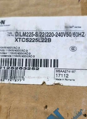 全新伊顿DILM225-S/22接触器，型号XTCS225L议价