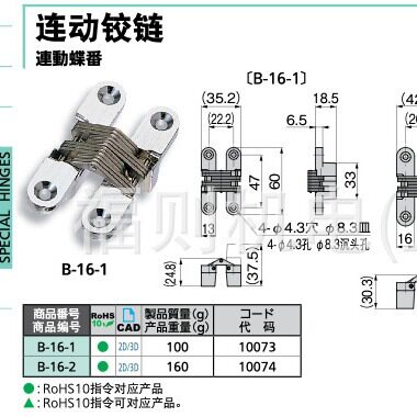 日本秀昭泷源连动铰链180°开合