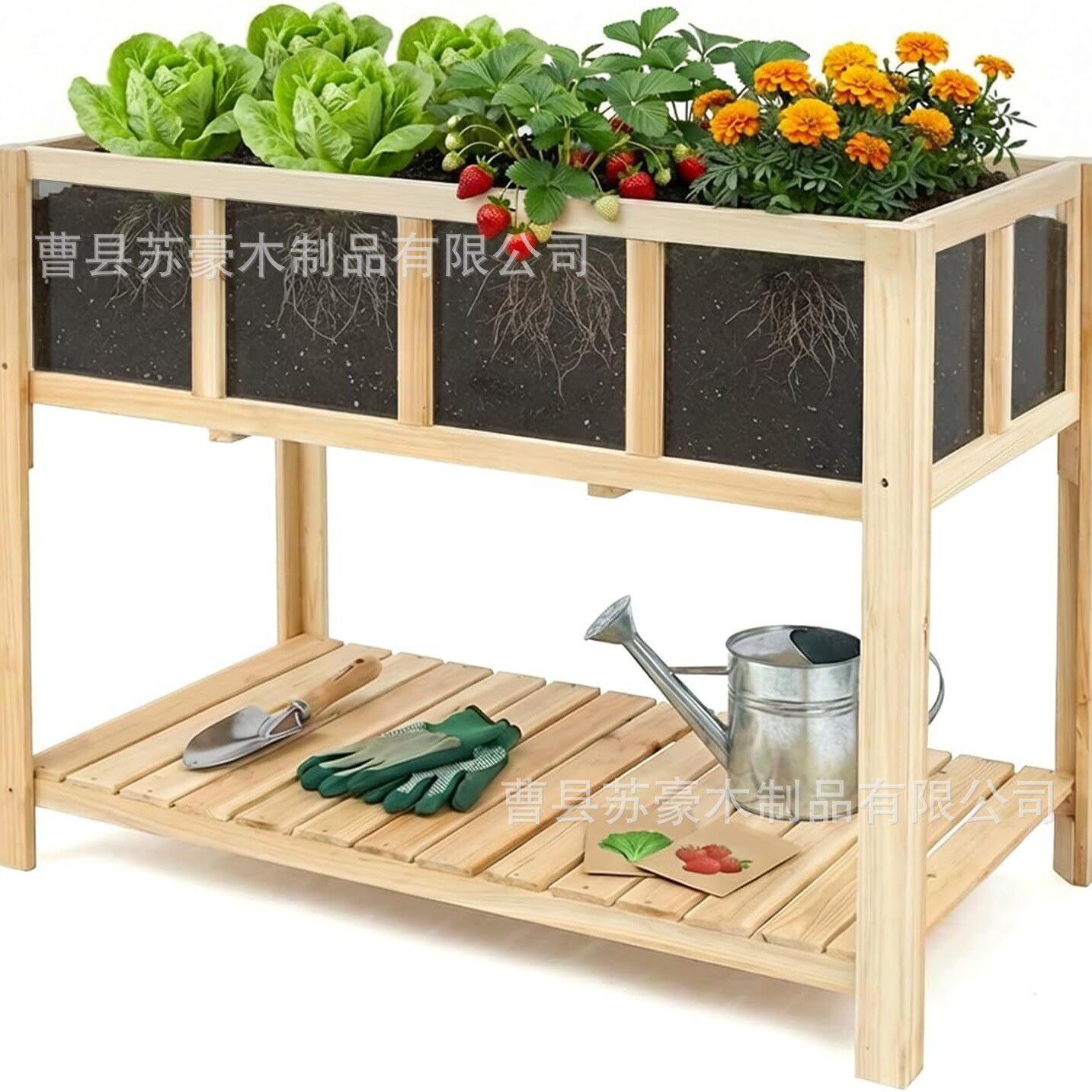 实木多层可移动户外庭院花箱
