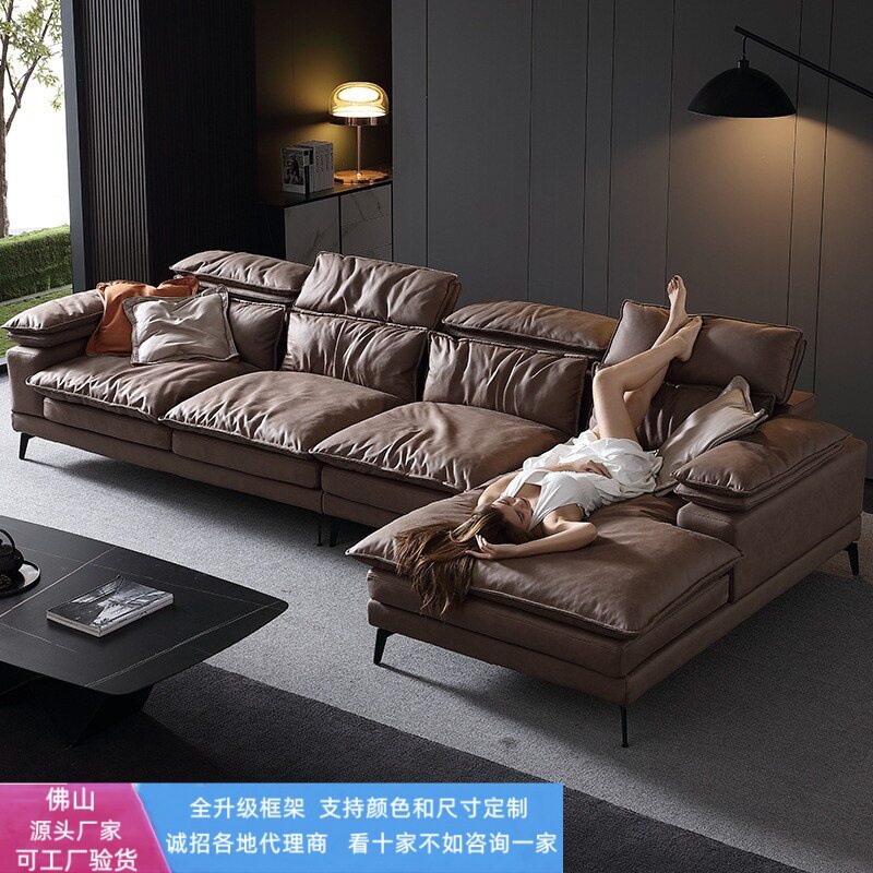 免洗焦糖色中古风布艺沙发组合