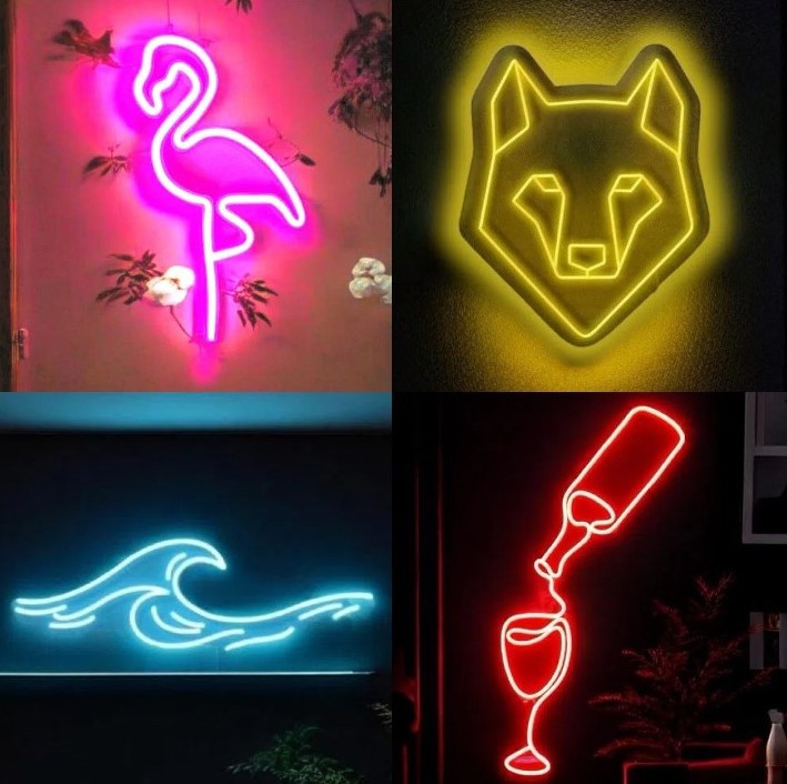 简约霓虹灯简笔画店铺标志灯