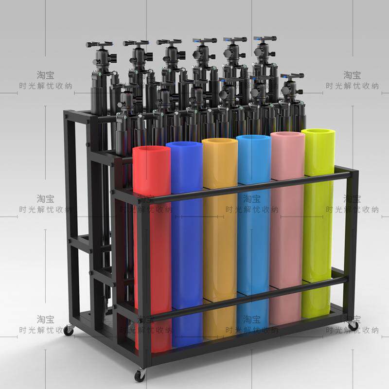 影棚收纳箱背景纸布卡纸收纳架背景架三脚架灯架摄影器材收纳柜