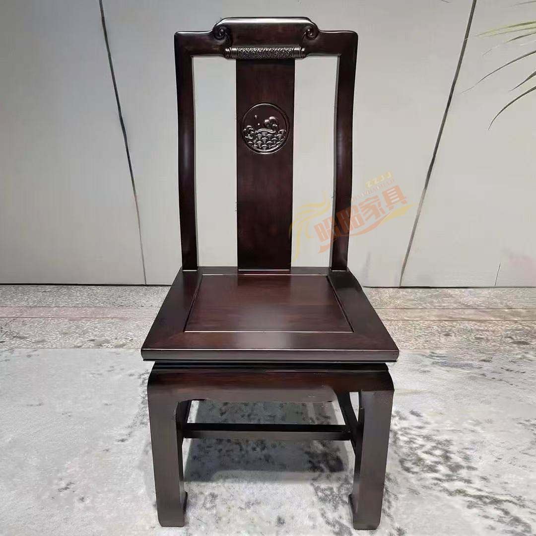 全实木紫檀色中式榫卯餐椅