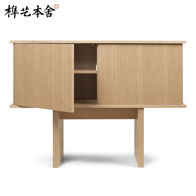 意式极简轻奢餐边柜实木