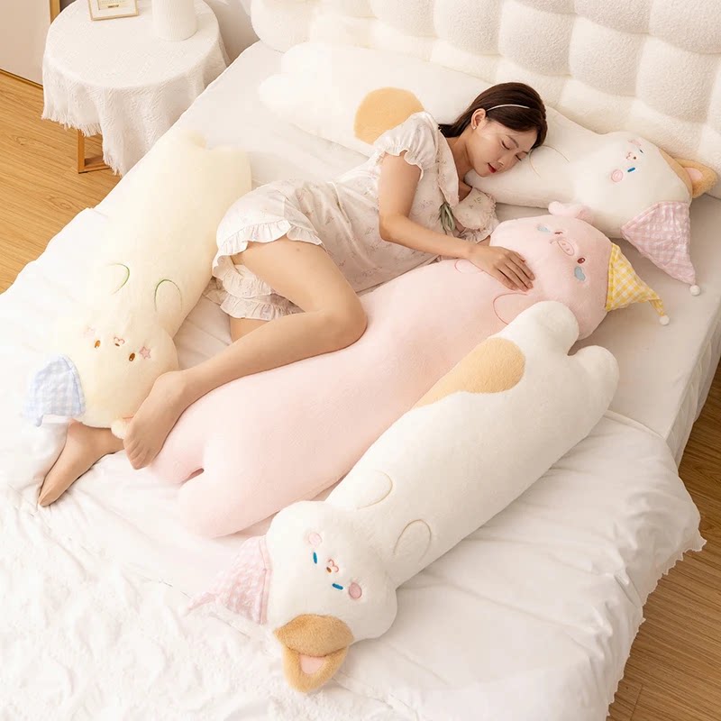 带帽动物长条抱枕女生睡觉专用加推靠枕卧室宿舍抱睡可爱风床头枕