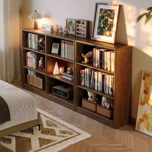 整装矮实木书柜靠墙一体置物书架客厅收纳格子柜学生落地储物柜子