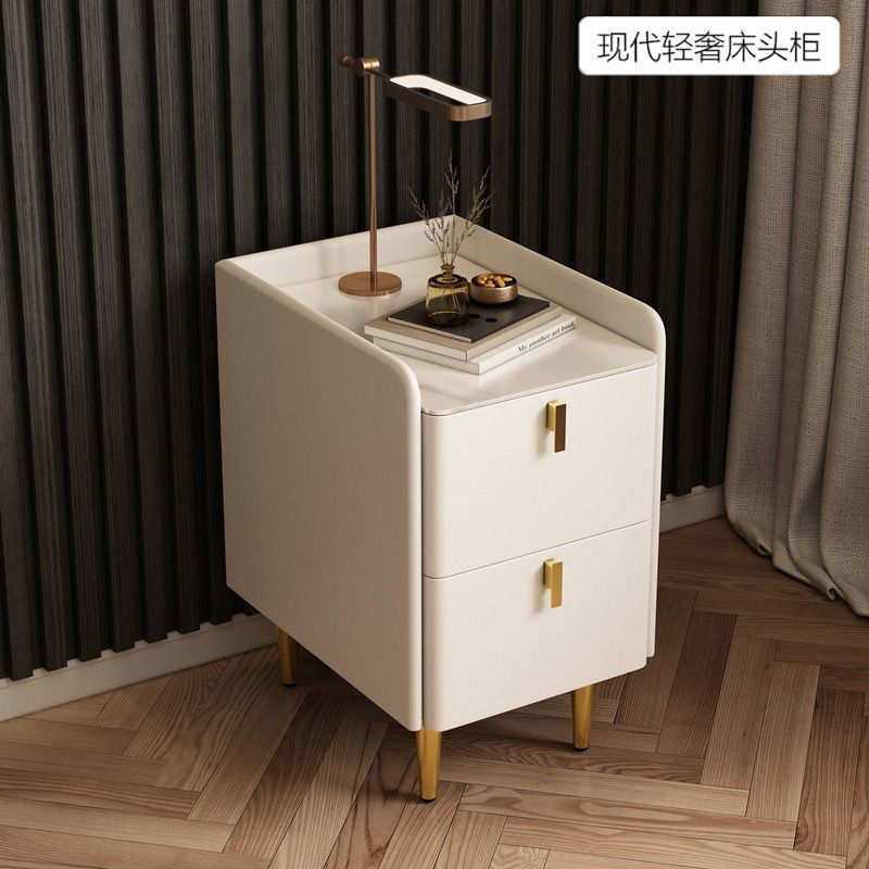 北欧实木超窄轻奢床头柜简约现代家用卧室岩板小型迷你皮革床边柜,3C数码配件,USB灯,淘宝优惠券,粉丝福利购,淘宝优惠卷