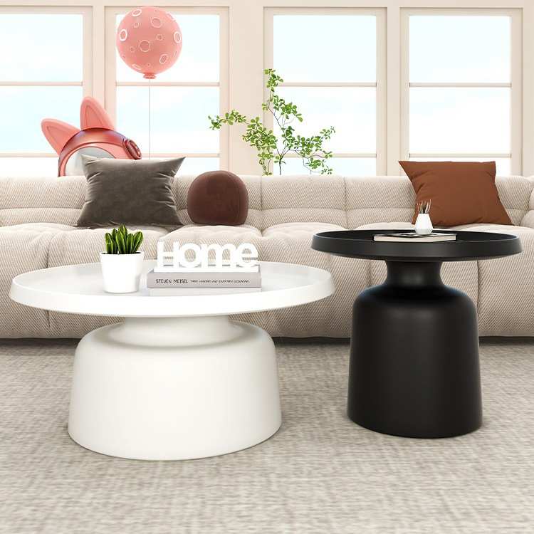 意式极简轻奢家用客厅小户型铁艺茶几现代简约阳台办公室圆形茶几