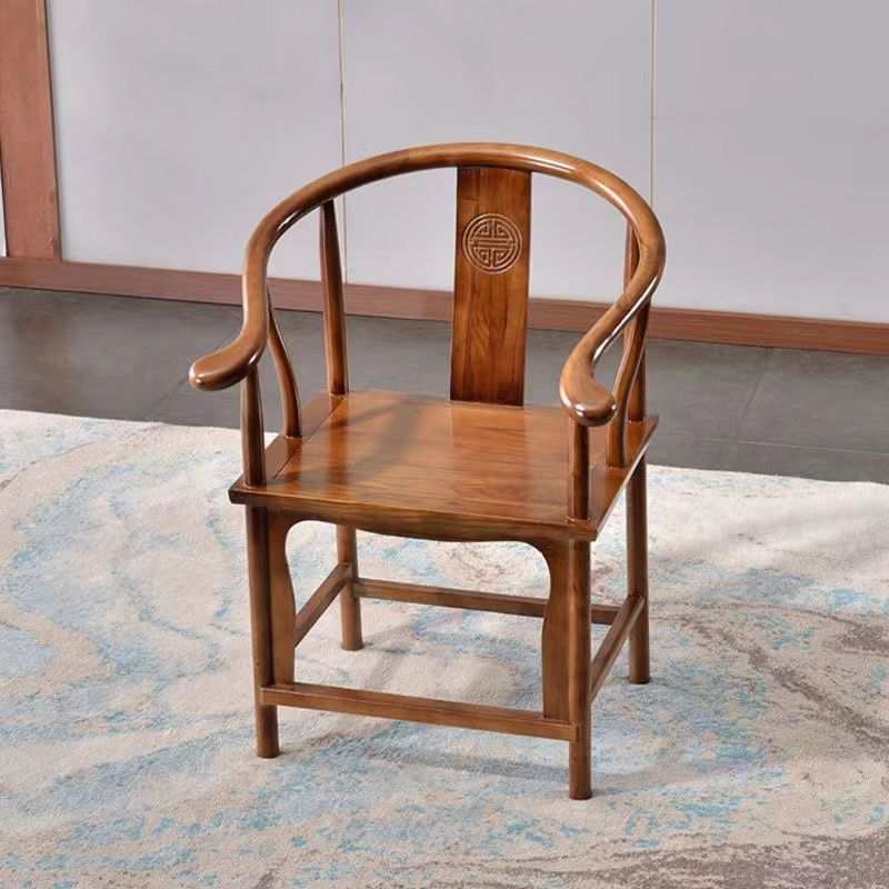 实木围椅圈椅餐椅牛角椅月牙椅心中式椅子茶台椅复古椅子实木椅子