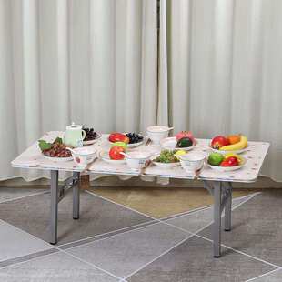 简易长方形折叠饭桌餐桌折叠小户型家用吃饭桌子择叠小卓子跨境厂