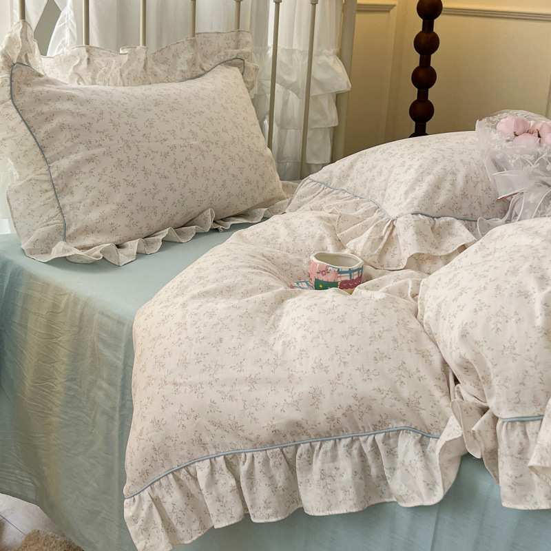 2025新款全棉纯棉双层纱四件套100夏季被套床单床笠款碎花三件套4