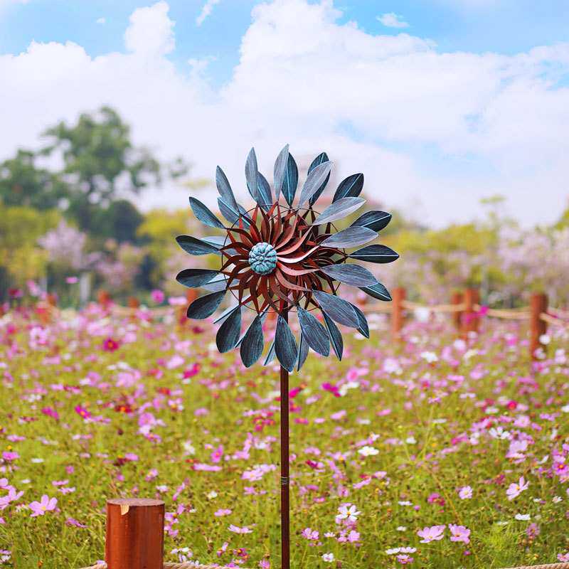 美式乡村园艺户外别墅花园装饰铁艺风车旋转庭院摆件造景布置落地