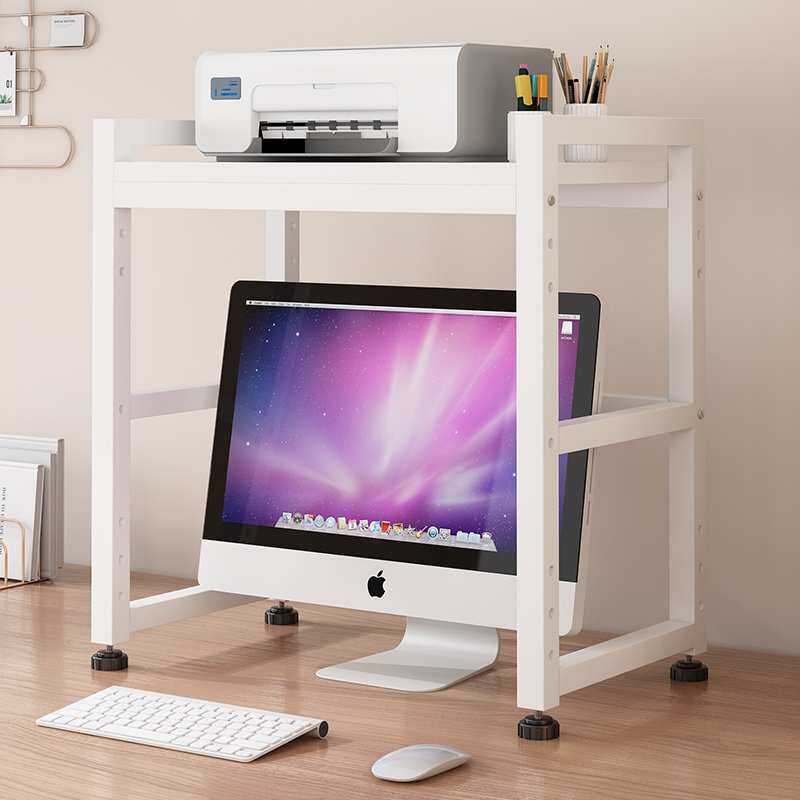 办公桌面台式电脑显示屏器上方放打印机置物架多功能收纳整理架子