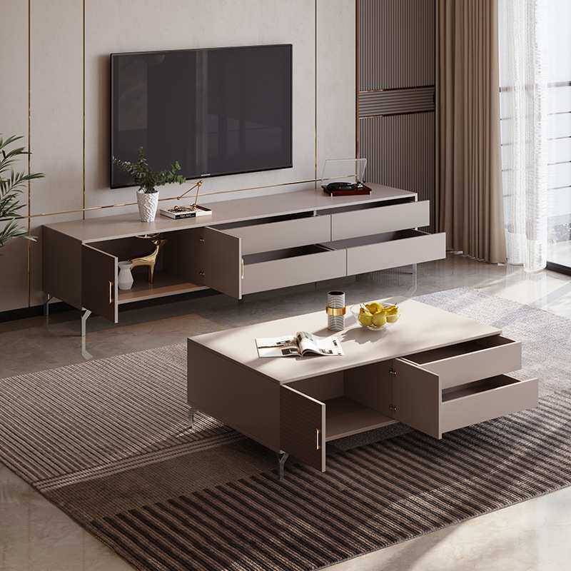 茶几电视柜组合现代简约小户型客厅成套家具2022年新款实木电视柜