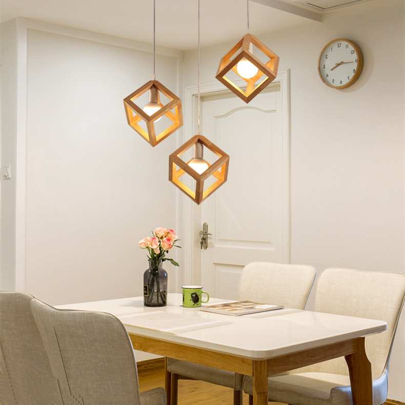 简约北欧个性创意乡村餐厅吧台走廊楼梯书房三头实木餐吊灯D5122