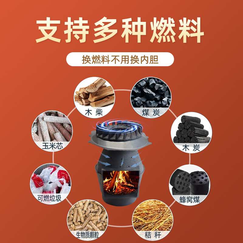 冬天室内取暖炉烤火炉农村柴火炉家用新型采暖气炉气化炉柴煤烧煤