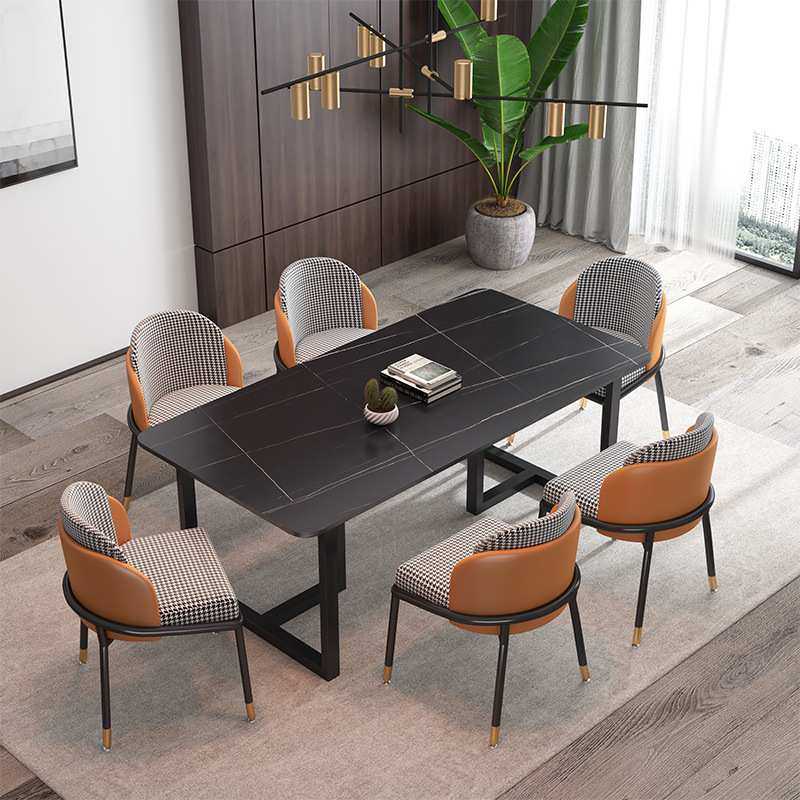 岩板大理石餐桌椅后现代简约小户型北欧轻奢家用吃饭桌子套装组合